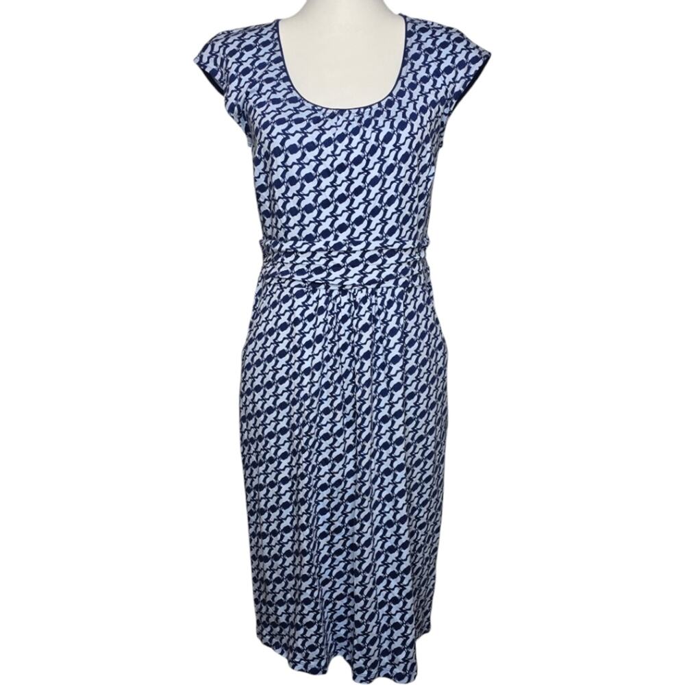 Boden Margot‎ Jersey Dress Dove Print Blue Size 8L NWT